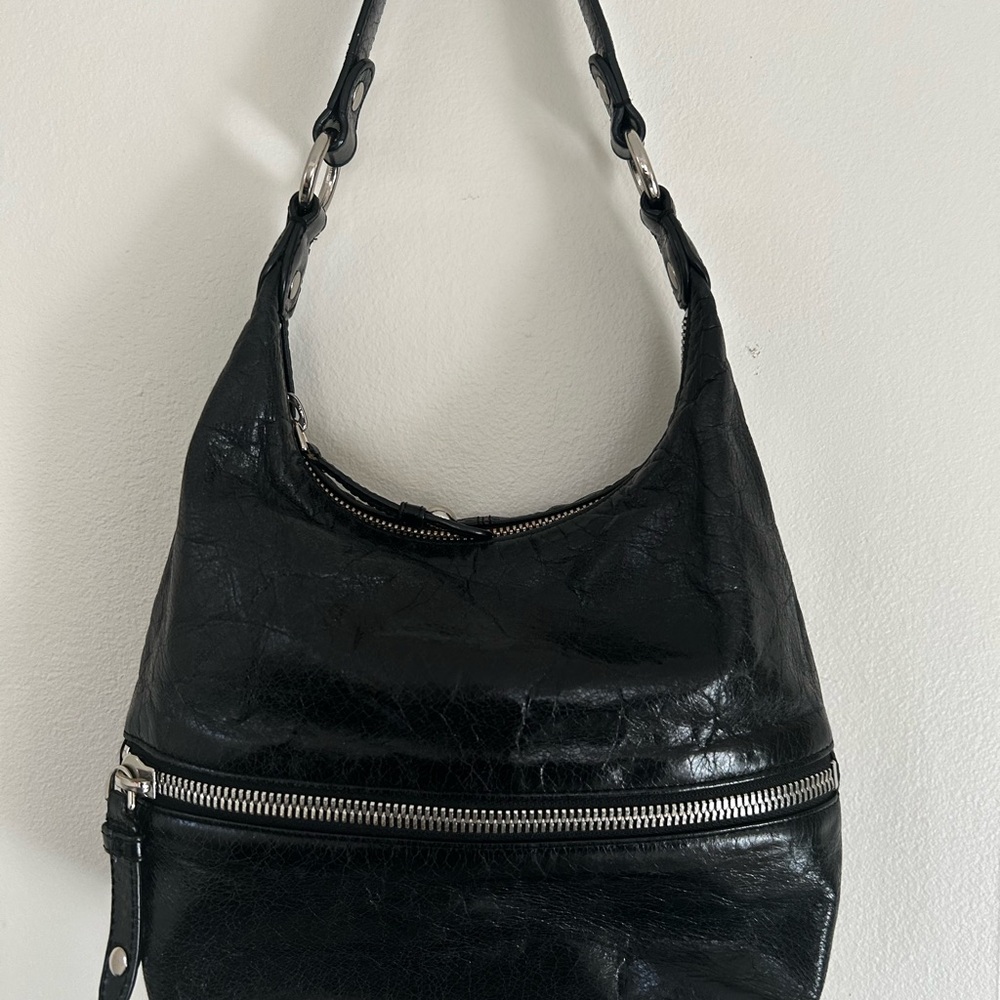 HOBO Small Sleek Black Leather Hobo Bag